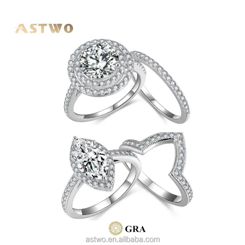Fashion Jewelry Rings 925 Silver Moissanite Lucky Wedding Womens Ring Marquise Moissanite Ring