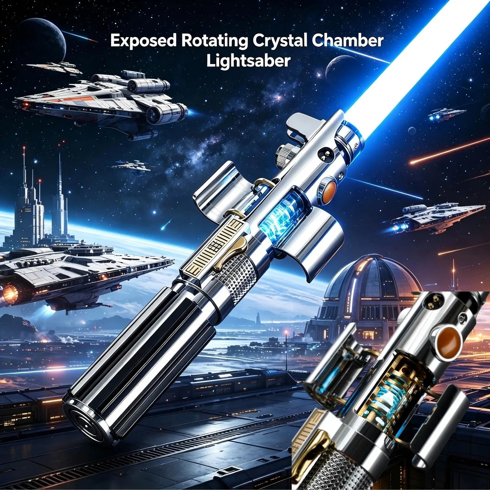 Anakin Skywalker Lightsaber EP3 with Rotating Crystal Chamber Neopixel Smooth Swing Proffie Metal Hilt Collectible Laser Sword