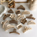 Hot Sale Women Matte Plastic Acrylic Hair Clip Claw Hairpin Different Shape Frosted Milk Tea Color Hair Claw for Girls