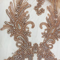 W027 Fancy Rhinestone Beaded Applique Diamond Jewelry Patch Crystal Bodice Applique for Wedding Dress
