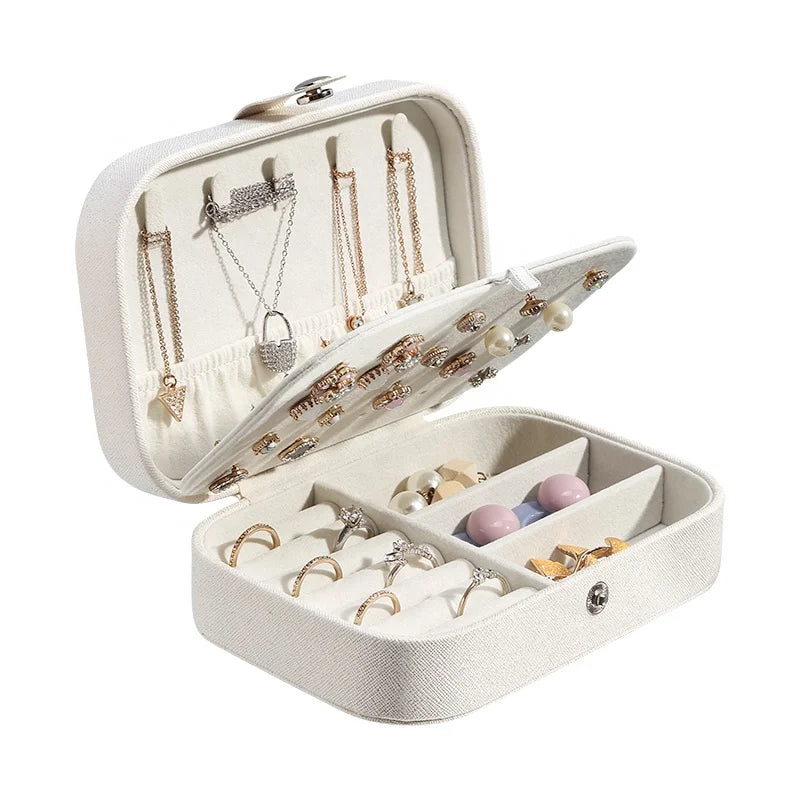 Wholesale Custom Logo Trinket Earring Ear Stud Jewelry Boxes Small Travel PU Leather Jewellery Necklace Organizer Ring Gift Case