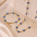Wholesale Evil Eye Jewelry Sets Gold Plated Stainless Steel Enamel Bracelets Necklace Set for Women for Engagement & Party