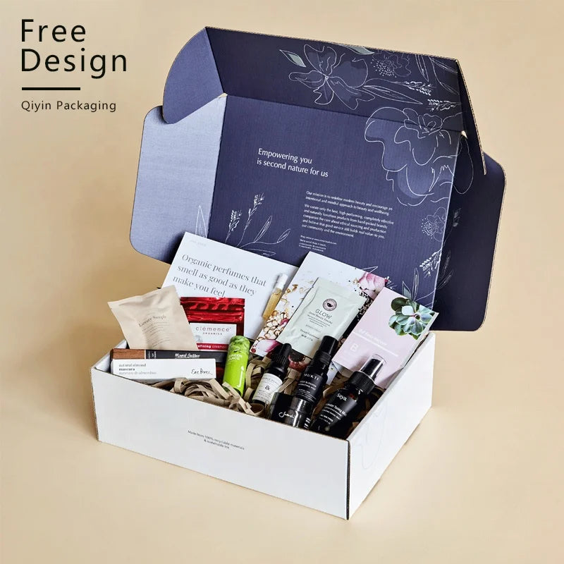 Customized Eco-friendly Corrugated Boxes Embossing Matt Lamination Sponge Lined Foldable Mailing Box for Cosmetic Packaging Logo