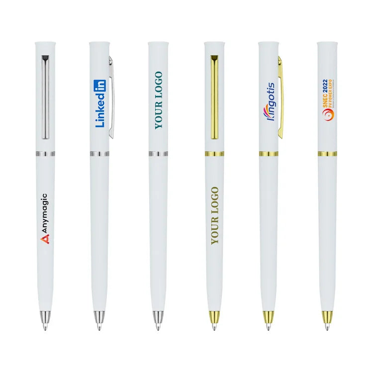 Custom Branded High-Capacity Ballpoint Pens 1.0mm Smooth Writing Personalized Multicolor Metal Pen Plastic Material Custom Logo