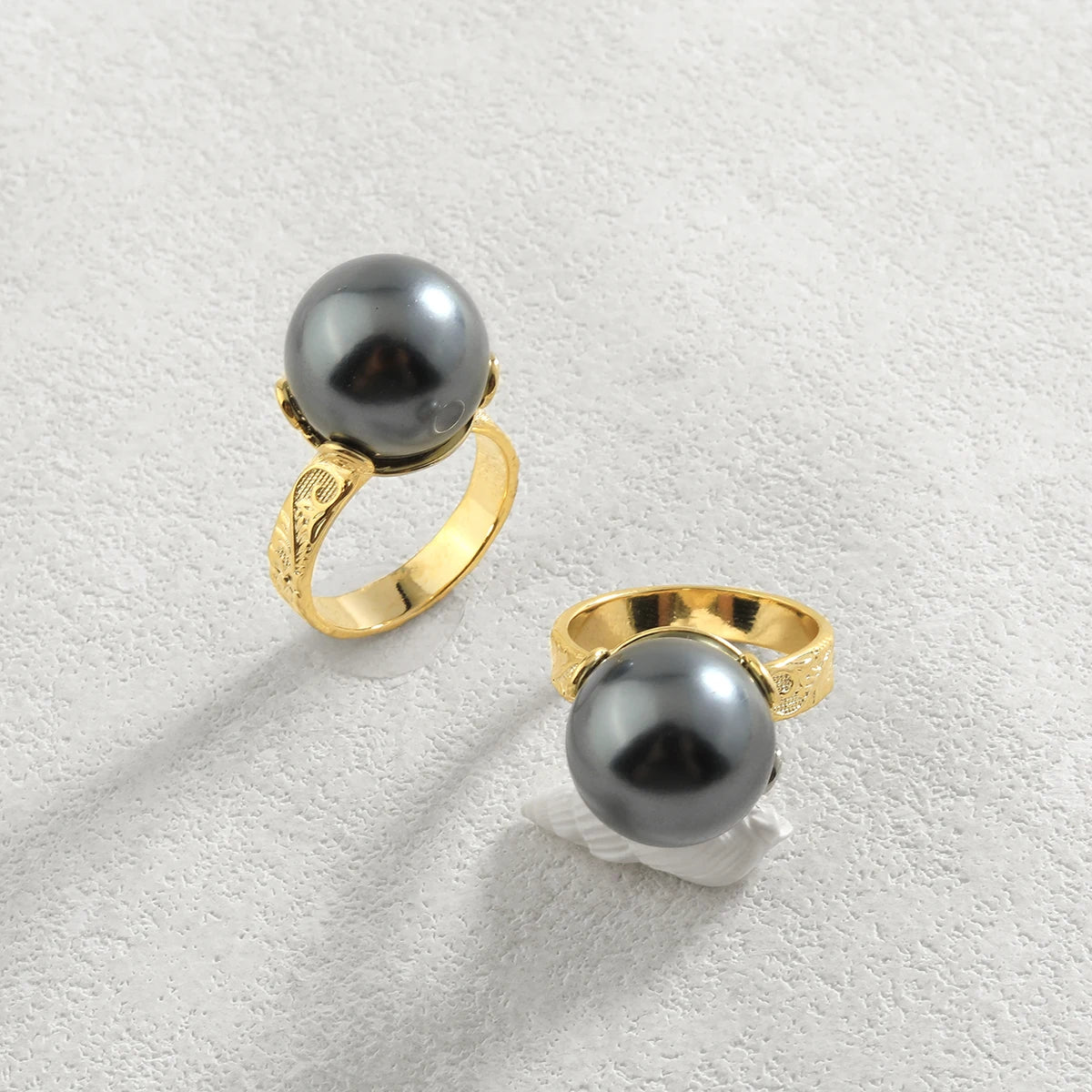 Hot Fashion Hwaiian Customized Pear Rings Wedding Finger Ring Hawaiian Ring Pearl