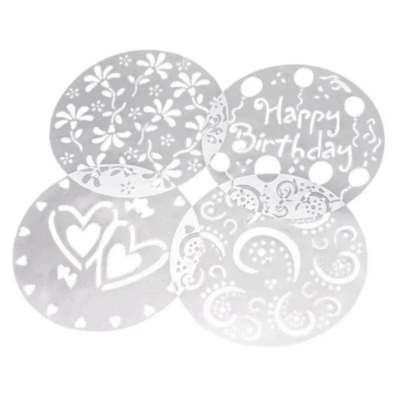 BPA Free Non-stick DIY 4 Pack Birthday Ballon Spray Cake Decorating Mold Dessert Decorating Template PVC Cake Stencil
