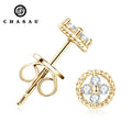 New Design Mini 925 Silver 1.3mm 0.01CT D Color VVS1 Moissanite Twisted Edge Round Stud Earrings for Women with GRA