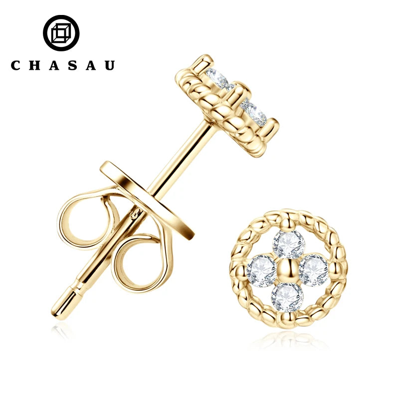 New Design Mini 925 Silver 1.3mm 0.01CT D Color VVS1 Moissanite Twisted Edge Round Stud Earrings for Women with GRA
