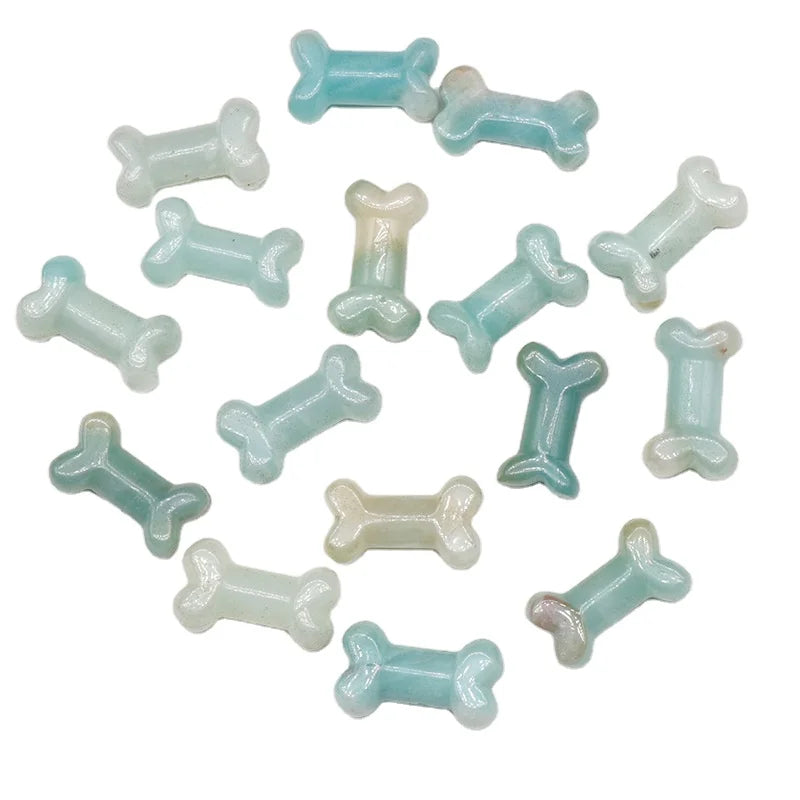 DIY Hand Engraving Natural Crystal Figurine Carved Dog Bones Healing Energy Amazonite for Home Decor and Pendant Diy Making