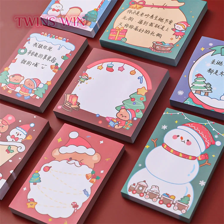 Christmas Snowman Memo Pads Note Paper Message Cute Decorative Notepad Office Stationery School Supplies 1651