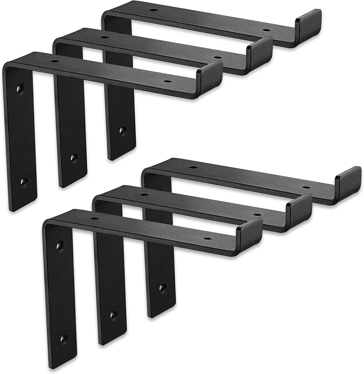 Heavy-Duty 8 Inch Z Brackets Black Metal Shelf Bracket with Lip for Wall-Mounted DIY Shelving Shelf Brackets for Support