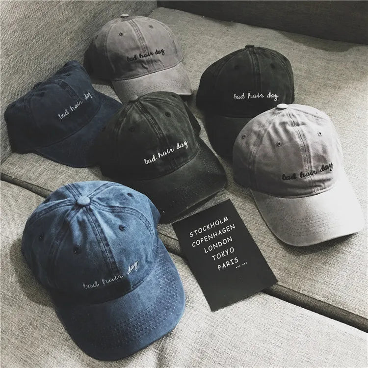Wholesale New Vintage Cotton Washed Denim Sports  Plain 6 Panel Custom Logo Embroidery Baseball Caps Dad Hat With Custom Logo