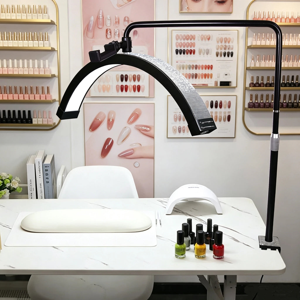 25inch Led Table Lamp Table Nail UV Table Half Moon Lash Lamp Manicure Lamp With Phone Stand Beauty Tools for Tattoo Salon Nail