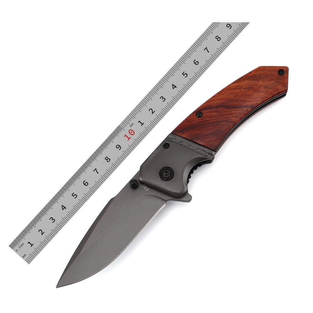 Camping Accessories Red Wood Handle Titaniums Self Defense Hunting Tactical Outdoor Handmade Knives Folding Pocket
