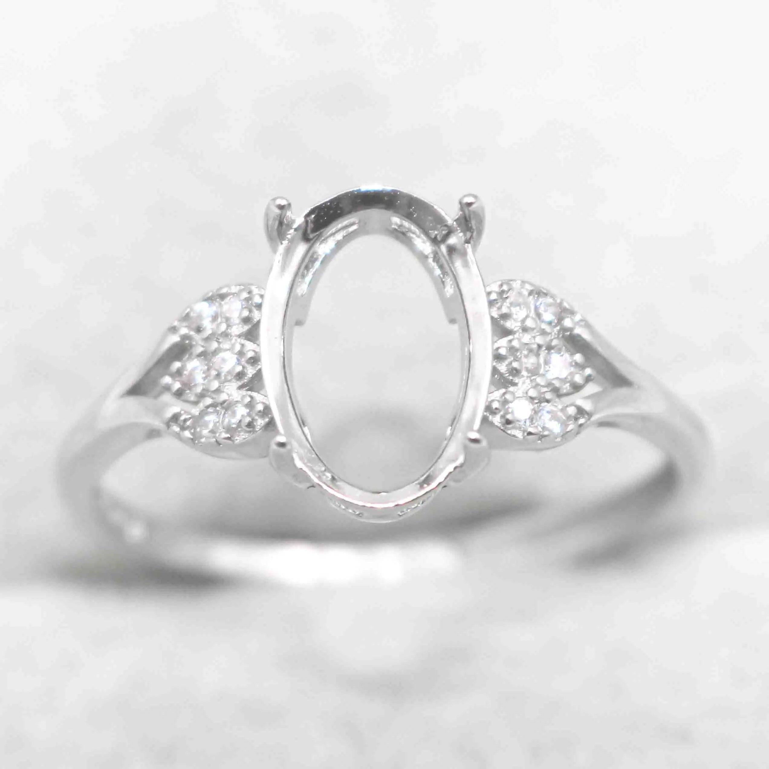 Sterling Silver 7*9mm Semi Mount Ring Frame Empty Blank Support Claw Setting S925 Base Holder Without Center Stone for DIY Inlay
