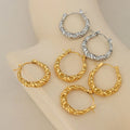 2022 Jewelry Trendy Earring 18K Gold Plated Irregular Twist Rope Hoop Earrings Stainless Steel Earrings Wholesale