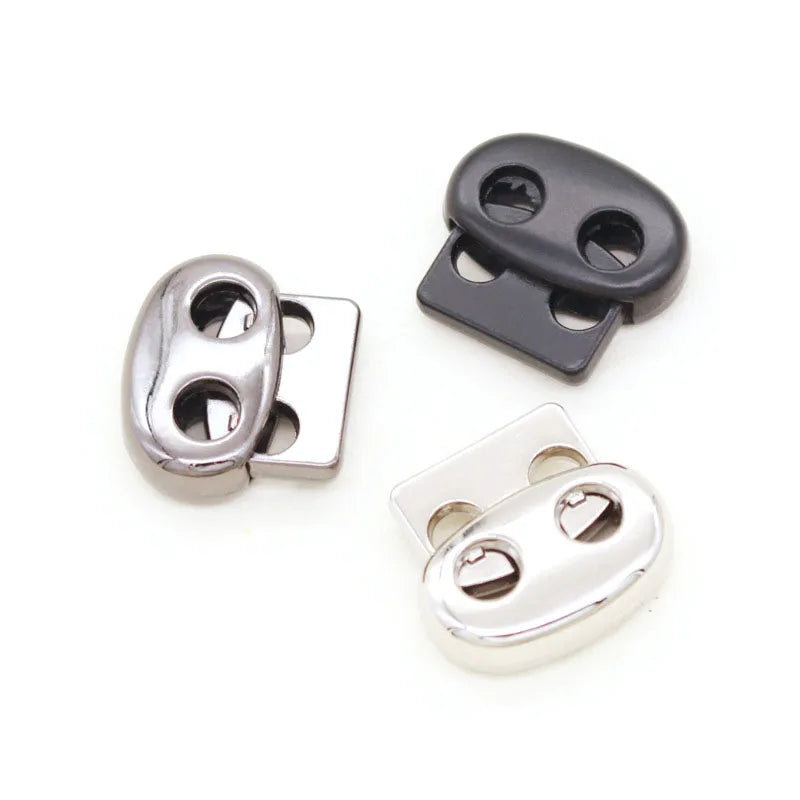 Metal Cord End Locks Metal End Spring Stop Toggle Stoppers for  Shock Cord Bungee  Drawstrings Double Hole Black