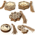 Wholesale 10pcs DIY Wooden Pendants for Home Decor Custom Eid Al Fitr Ramadan Wall Hanging Ornaments Wood Crafts & Wall Signs