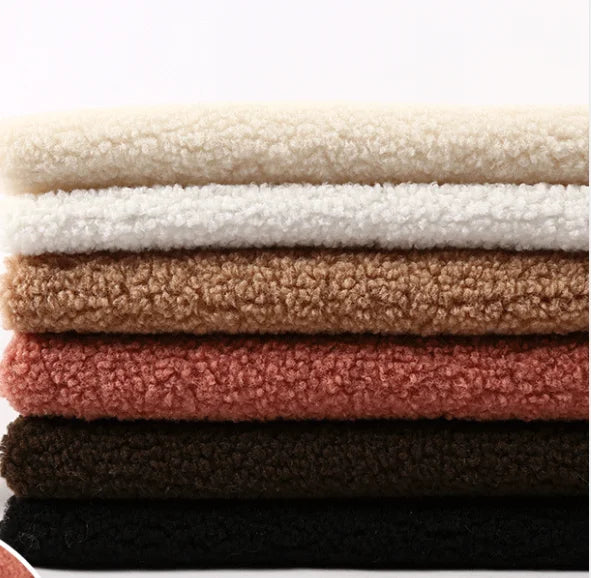 Knitted Fabric for Coat Jacket Wholesale Polyester Super Soft Cheap Wool Sherpa Boucle Fleece 100% Polyester Plain Velvet Fabric