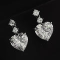 CAOSHI OEM Luxury Sparkling Heart Shaped Crystal Earrings for Fashion Party Sweet Style Silver Plated Pendant Earrings for Women