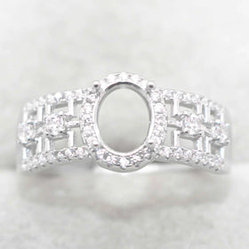 Sterling Silver 6*8mm Semi Mount Ring Frame Empty Blank Support Claw Setting S925 Base Holder Without Center Stone for DIY Inlay