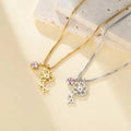 Birth Month Flower Necklace 18K Gold Plated Stainless Steel Dainty Birthstone Pendant Jewelry Gift for Women