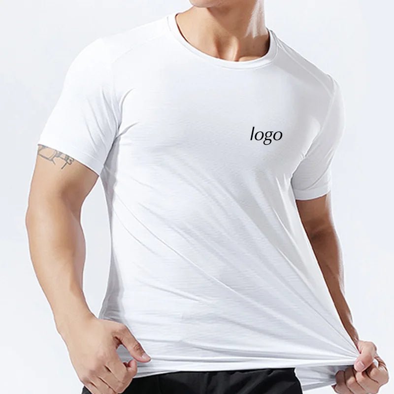 Custom Wicking Raglan Short Sleeve Men Gym Fitness Running Black Printing Custom Quick Dry t Shirts