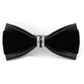 Luxurious Men's Double Layer Bow Tie Leather Flannelette With Inlaid Diamonds for Business or Weddings Parties Matches Suits