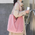 Wholesale Cotton Corduroy Tote Bag Winter Collection Customized Women Korean Design Vintage Shopping Shoulder Bag