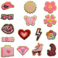 Cute Chenille Glitter Handmade Embroidery Iron-on Patch Roller Skates Diamond Lip Patches