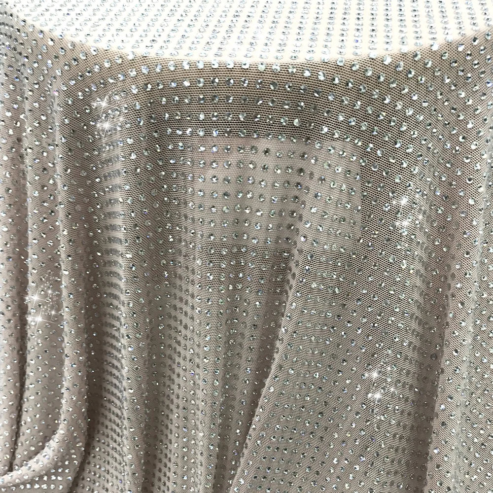S590 High Quality  Rhinestone Covered Fabric Mesh Fabric With Rhinestones for Dress