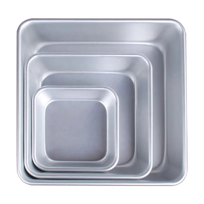 Quality Anodized Aluminum Square Cake Pan Square Cheesecake Pan Cake Molds 3 Piece Set