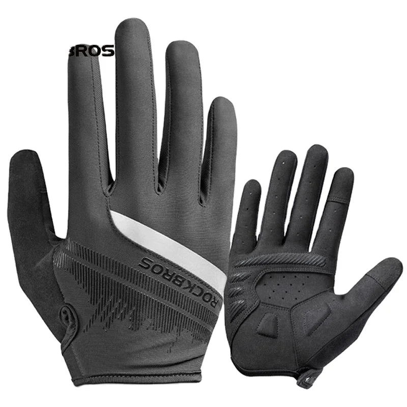 ROCKBROS Men Women Touch Screen Breathable Anti-slip Riding Bicycle Reflective Gloves Full Finger Cycling Gloves