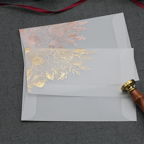 Logo Embossed UV Hot Stamping Gift Transparent Paper PVC Business Envelope Party Envelope for Card Packaging