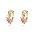 New Geometric Gold Silver Plated Zircon Earrings 925 Sterling Silver Multi Color Zircon Hoop Earrings