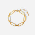 Elegant Stainless Steel Rectangle Chain Bracelet Bangles for Women18k Gold PVD Plating Handmade Link Chain