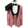 Pink Red Men's Formal Suit Suit Single-breasted Wedding Banquet Slim Dress Men's Suit Three-piece.