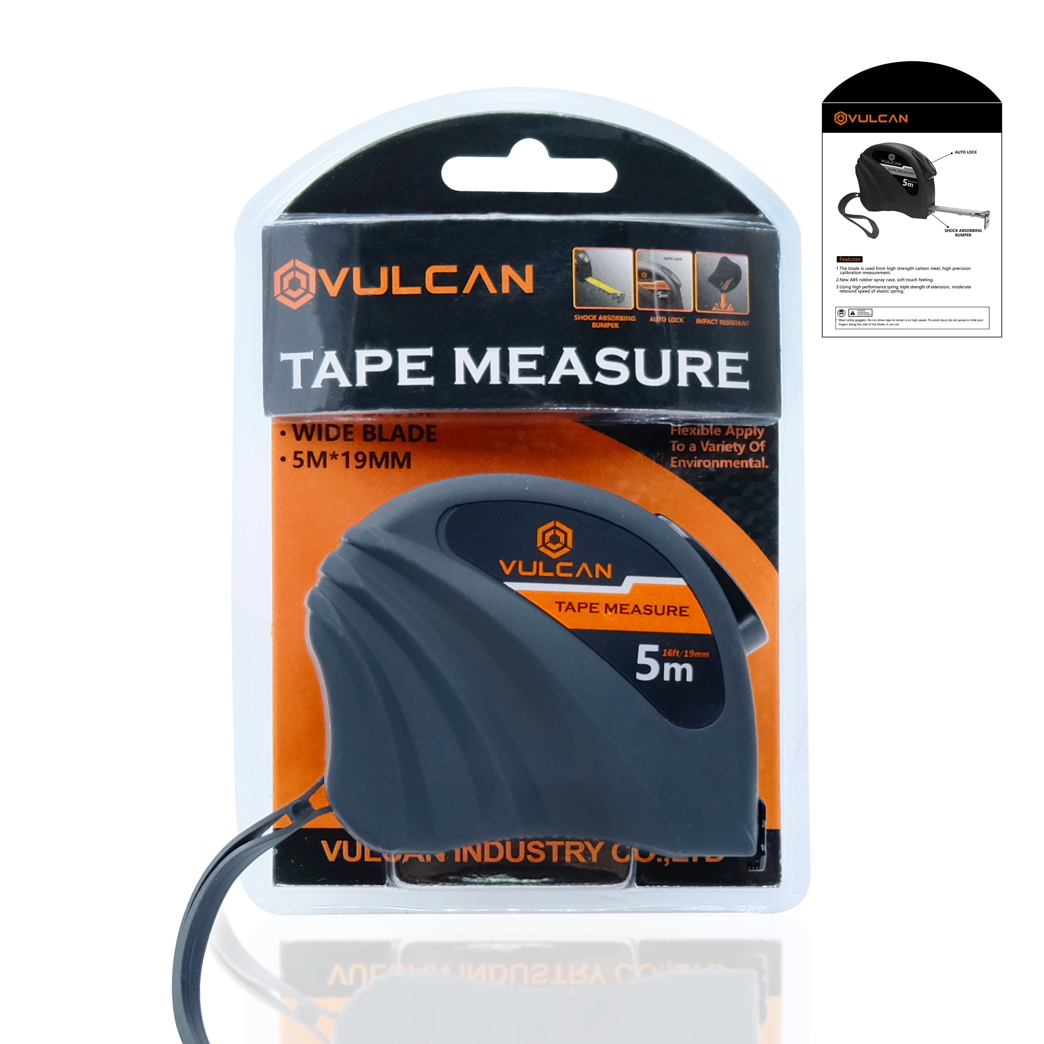 VULCAN 5M High-precision Household Black Tape 3 Years Measuring Tools Independent Packaging & Stainless Steel ABS & Plastic