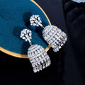 Hot Sale Women Cubic Zirconia Crystal Tassel Drop Long Dangle Big Earrings for Wedding Party Jewelry Costume Bridal Accessories