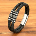 Personalized Charm Mens Braided Genuine Leather Bracelet Stainless Steel Beads Custom Name Bangle for Men Vintage Bracelet