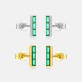 FUAMAY Fashion 18K Gold Plated 925 Sterling Silver Stud Earrings Green Cubic Zirconia Geometric Earrings