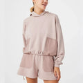 Women Plus Size Athletic Wear 2 Piece Sweatsuit Set Long Sleeve and Sports Shorts Hooded Tracksuit Four-Way Stretch Eco-Friendly