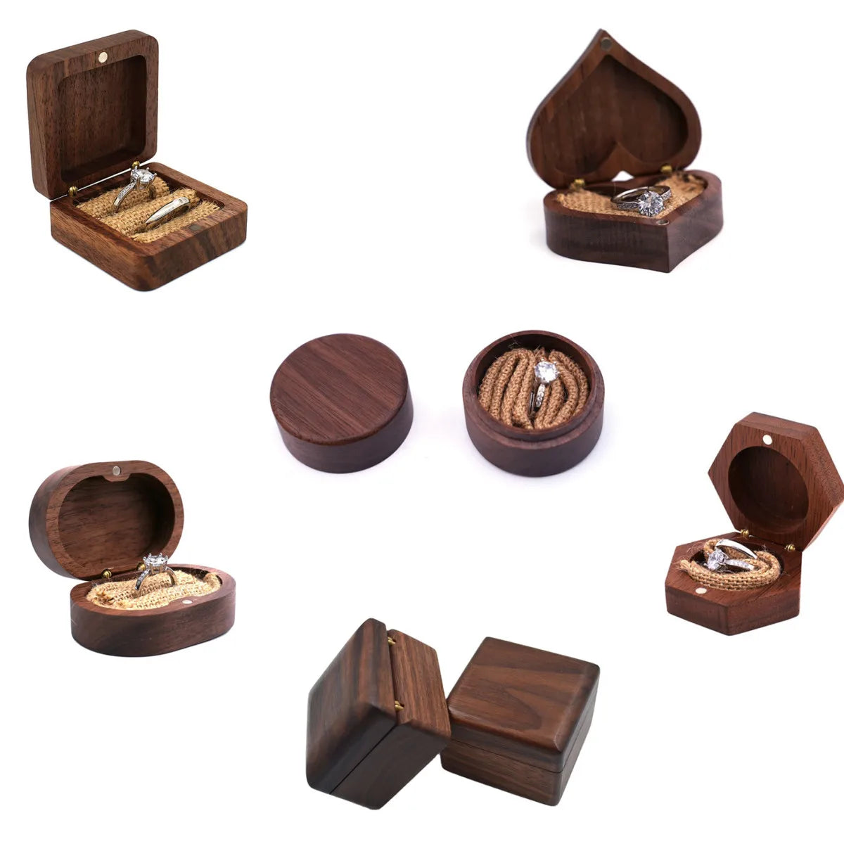 Custom Jewelry Storage Box Black Walnut Wood Earring Box Custom Ring Boxes for Wedding Luxury Jewelry Box