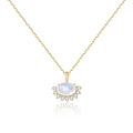 Abiding Ethereal Lucky Cloud Pendant Necklace 925 Silver Embodying Propitious Blessings Natural Moonstone Pendant Choker Chain