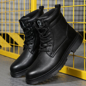 GUYISA Outdoor Safety Boots Thickened Warmth and Wear-resistant Rubber Soles Anti-puncture Steel Toe Safety Work Boots
