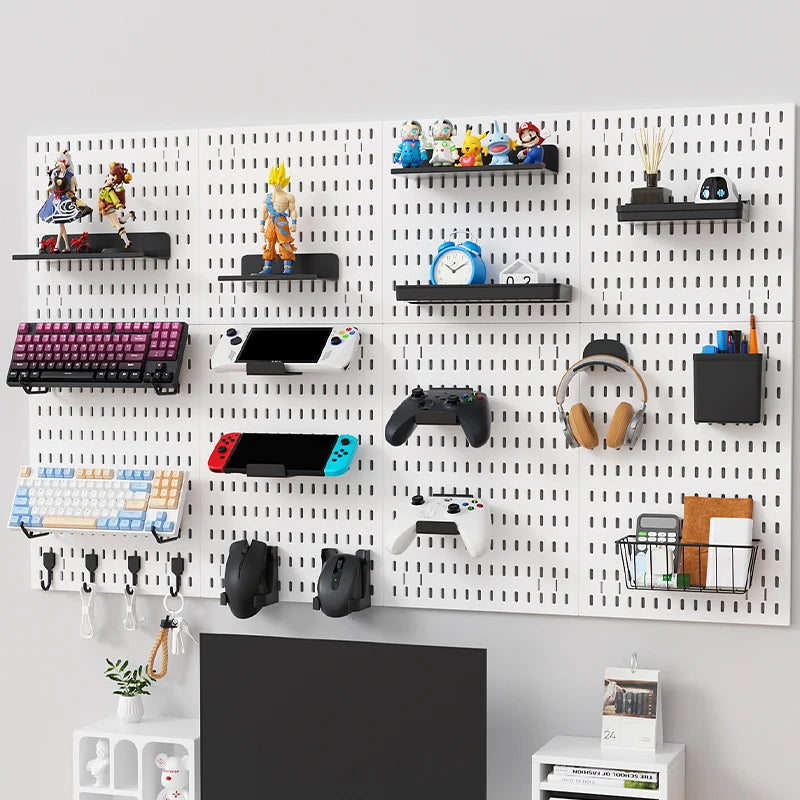 Wall Mounted Holders Multifunctional Perforated Board Easy-to-assemble Self-adhesive Wall Organizer Peg Board