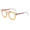 2024 Latest Luxury Ladies Transparent Orange Acetate Glasses Diamond-Face Shape Eyewear Stylish Fashionable Design for Women
