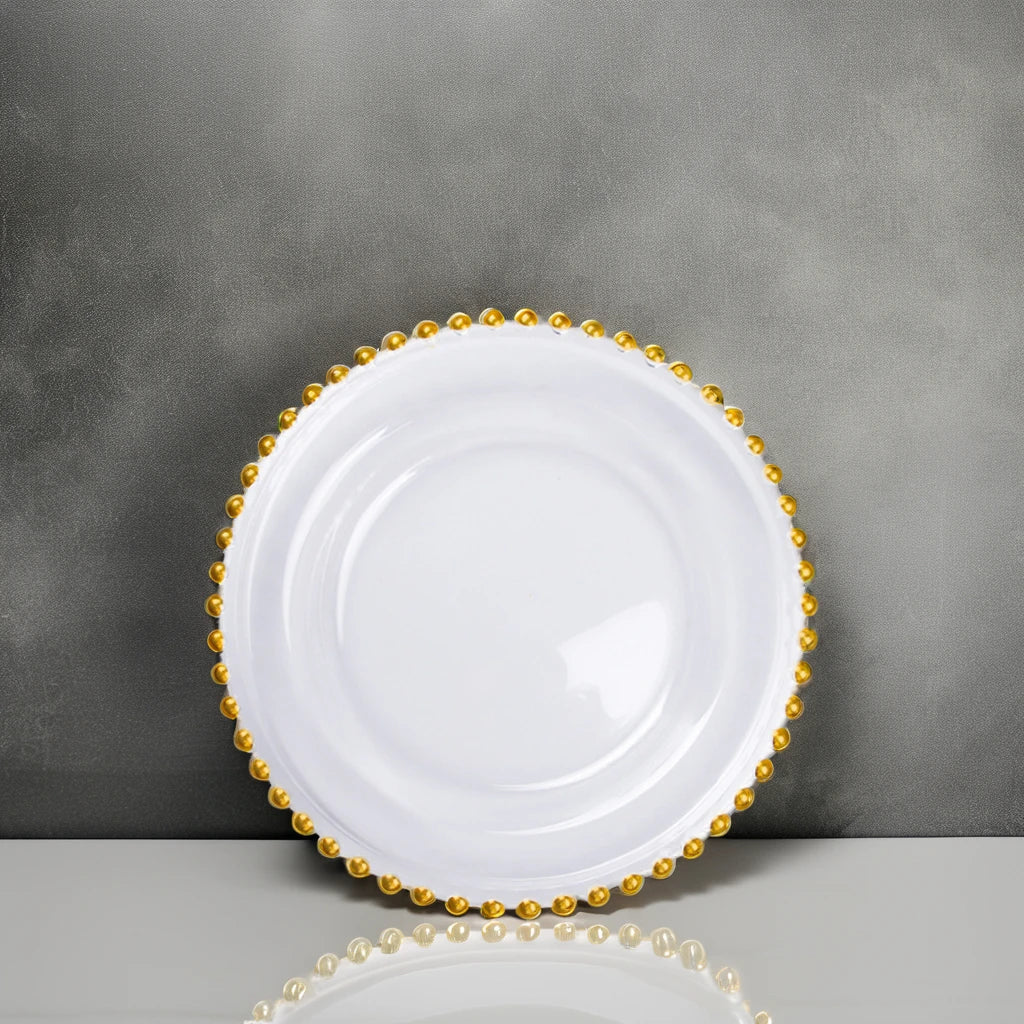 European-Style Golden Glass Beads Plate Eco-Friendly Transparent Decoration for Western Wedding Food Feature Points Fruit