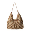 Handmade Large Capacity Crocheted Cotton Polyester Tote Bag Open Fashionable Woven Shoulder Underarm Beach Bag Women's