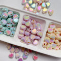 Factory Direct Sales rainbow Color Heart Shape Acrylic Beads  High Quality Big Hole Acrylic Beads for Bracelet Diy